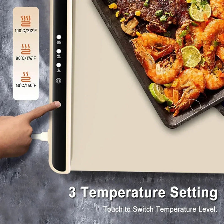 Electric Warming Tray Food Warmer Mat Foldable Coffee Warming Pad for Food Portable Electric Warming Tray Silicone Warmer Plate